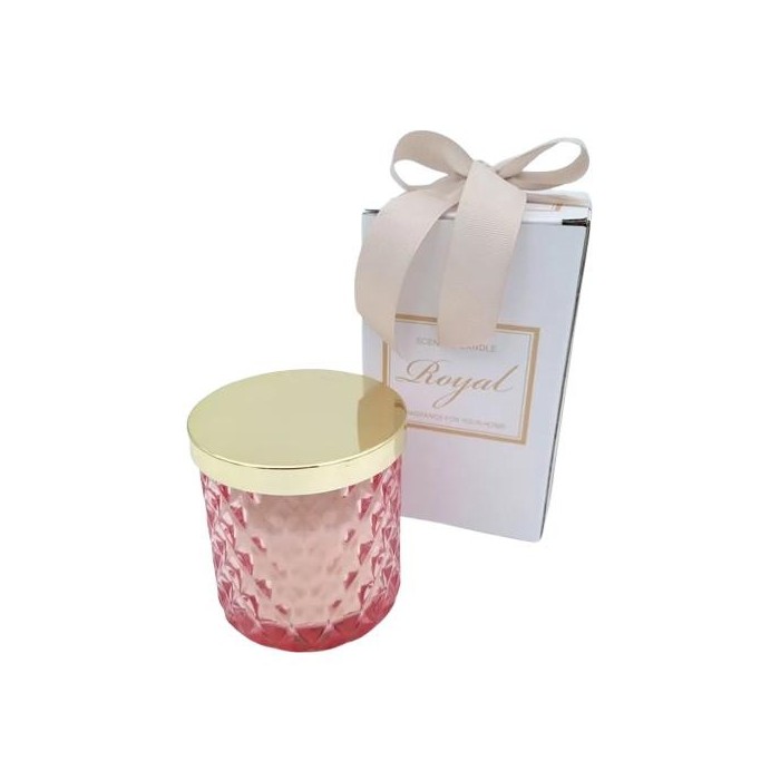 CANDELA VETRO 10CM FUXIA CON SCATOLA